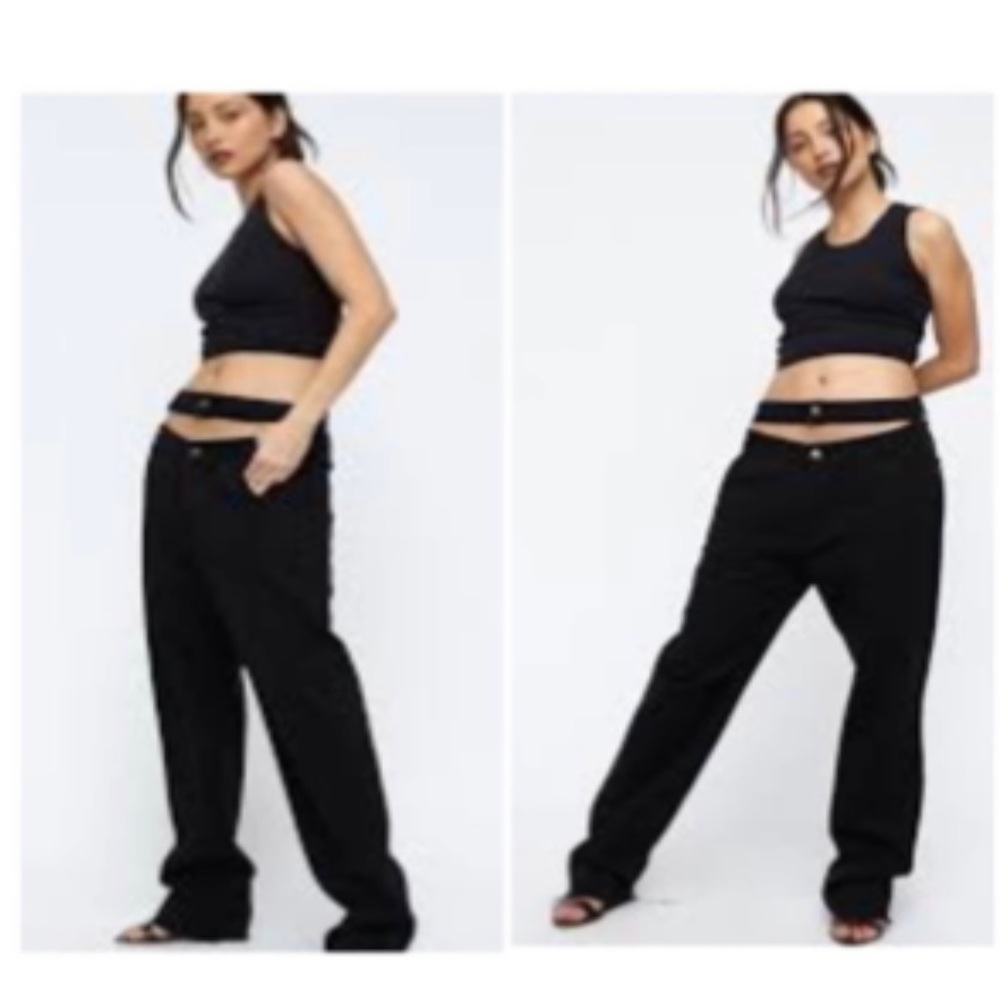 Lioness small Black double button mom jeans